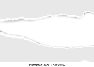 Torn paper edges for background. Ripped paper texture on transparent background. Vector illustration.