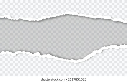 Torn paper with torn edges border frame with empty space isolated transparent background