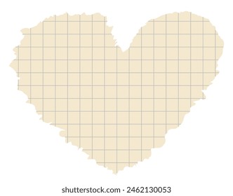 Torn paper edges checkered background heart shape