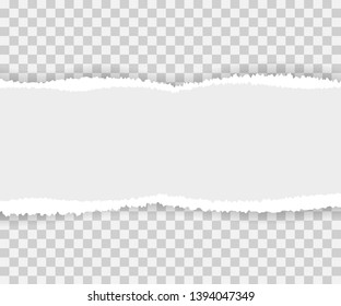 Torn paper edges, horizontally. Vector illustration.
