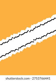 Torn paper edges with jagged black lines on orange and