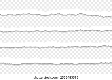 Elementos de design realistas de bordas de papel rasgado