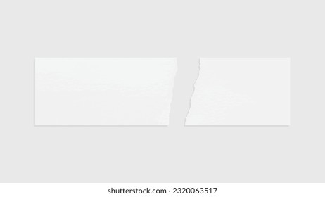 Torn paper edges. Ripped paper texture. Paper tag. White paper sheet for background with clipping path. Vector illustration.