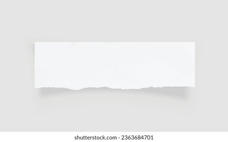 Torn paper edges. Ripped paper texture. Paper tag. White paper sheet for background with clipping path. Vector illustration.