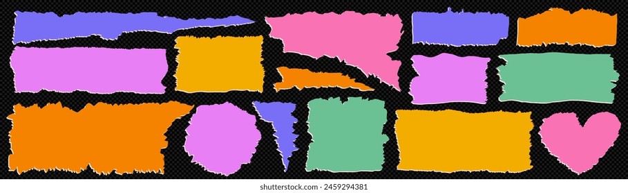 Torn paper edges set defferent shape
