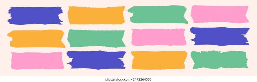 Torn paper edges set defferent shape color style