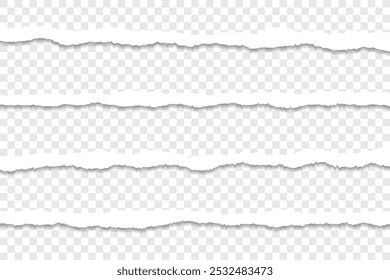 Torn Paper Edges with Shadow on Transparent Background