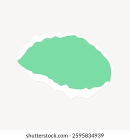 Torn paper effect with a green center on a white background. The green shape resembles a ripped paper piece. Torn paper style with green focus. Ripped paper vector.