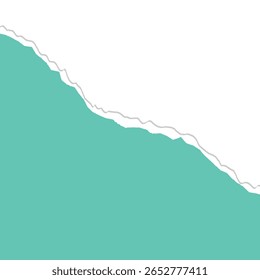Efeito de papel rasgado com sombra em verde fresco em um fundo quadrado transparente