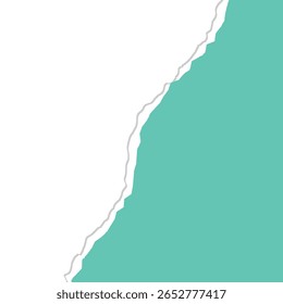 Torn paper effect with shadow in fresh green color on a transparent square background