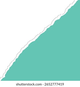 Torn paper effect with shadow in fresh green color on a transparent square background