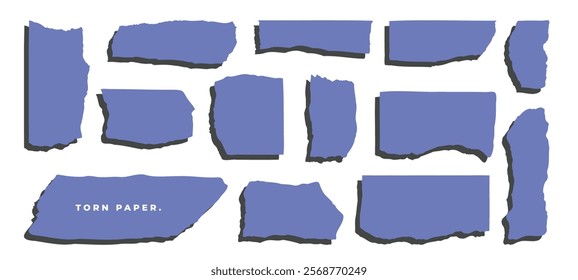 Torn paper element design set. Abstract rough edges notepaper cutout.