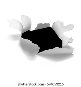 Torn paper with field for text. Realistic hole in the sheet of white paper. Vector illustration very useful for banners, posters, text field, advertising