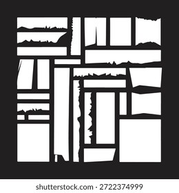 Layout der Schablone zerrissene Papierfragmente