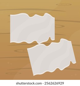 Torn Paper Frame For Collage Mood Board  On Wooden Abstract Magic Background Cartoon Wavy Vector Design