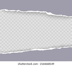 Torn paper frame. Realistic vector paper texture with ripped edges isolated on transparent background. Paper template for banner, poster, postcard