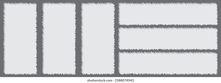 Torn paper frame set. Collection of black sheet wallpaper with jagged edges. Ripped grunge elements bundle for poster, text box, and banner. eps 10