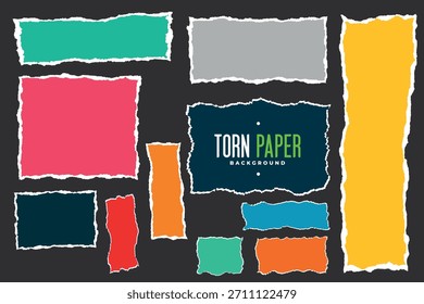 Conjunto de marco de papel rasgado: marcos de papel cuadrados y rectangulares rasgados con bordes dentados aislados