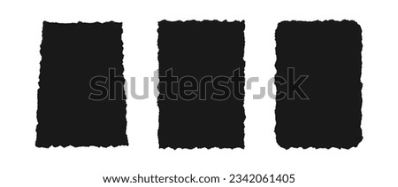 Torn paper frame set.Collection of black sheet wallpaper with jagged edges. Ripped grunge elements bundle for poster, text box, banner. Vector blank background pack Stock foto © 