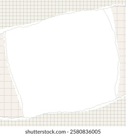 Torn paper frame, simple grid paper, torn notebook style background frame, Square Size