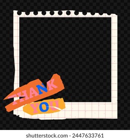 Torn paper. Frame and sticker with text. Frame in the style of notes, torn paper. Photo frame. Vector illustration of torn paper in frame style