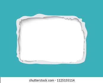 Torn paper frame for text, realistic vector paper with hole and ripped edges