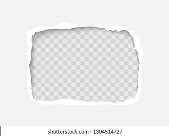 Torn paper frame. White paper hole for text