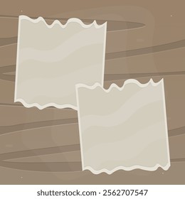 Torn Paper Frame For Your Design Or Mood Board On Wooden Magic Background Cartoon Vector Design