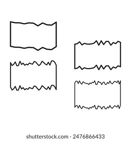 Torn paper frames. Jagged edge vector. Blank note borders. Rough outline design.
