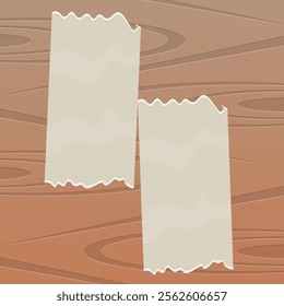 Torn Paper Frames On Wooden Abstract Magic Background Cartoon Vector Design
