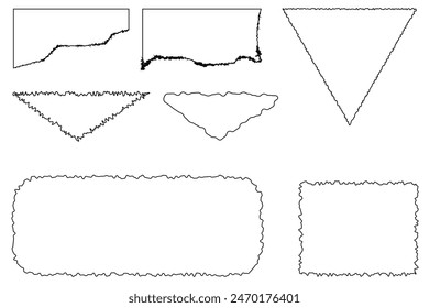 Torn paper frames with rough edges vector set.  Torn paper set Eps10.