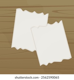 Torn Paper Frames For Your Design Or Mood Board On Wooden Abstract Brown Magic Background Cartoon Vector Design