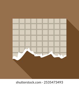 Torn paper with grid pattern revealing solid brown background with long shadow