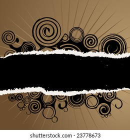 Torn Paper Grunge Swirly Text Banner - Vector