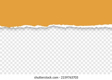 Encabezado de papel desgarrado. Ilustración vectorial realista de papel de color naranja roto con aristas y sombra suave sobre fondo transparente