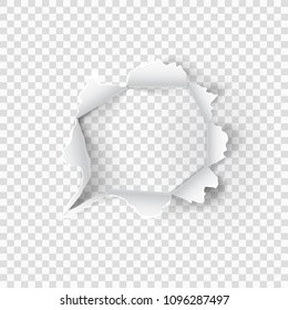 Torn Paper Hole On Transparent Background. EPS10 Vector