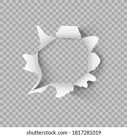 Torn Paper Hole On Transparent Background. EPS10 Vector