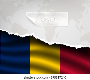 torn paper with hole and shadows CHAD flag