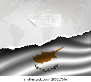 torn paper with hole and shadows CYPRUS flag