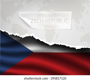 torn paper with hole and shadows CZECH REPUBLIC flag