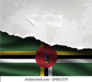 torn paper with hole and shadows DOMINICA flag