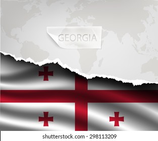 torn paper with hole and shadows GEORGIA flag