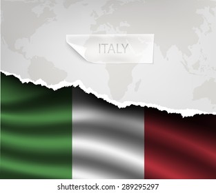 torn paper with hole and shadows ITALY flag
