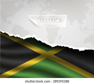 torn paper with hole and shadows JAMAICA flag