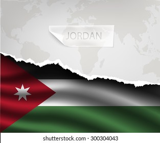 torn paper with hole and shadows JORDAN flag