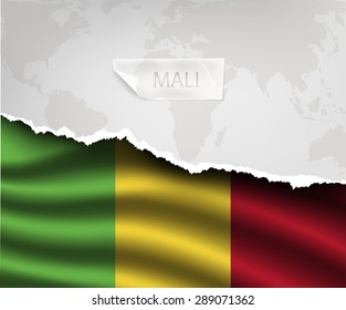 torn paper with hole and shadows MALI flag