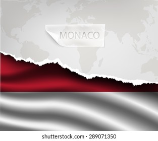 torn paper with hole and shadows MONACO flag