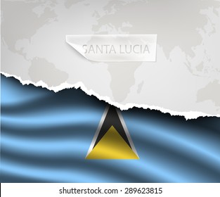 torn paper with hole and shadows SANTA LUCIA flag