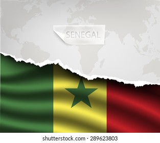 torn paper with hole and shadows SENEGAL flag