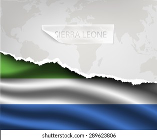 torn paper with hole and shadows SIERRA LEONE flag
